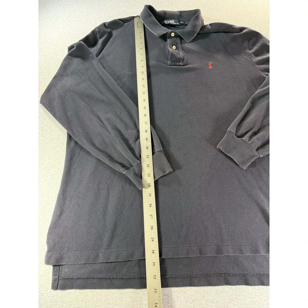 Vintage Polo Ralph Lauren Mens XXL Navy Blue Long Sleeve Polo Shirt 90s Y2K